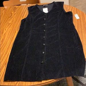 Black corduroy button down dress